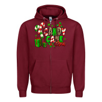 Burgundy Candy Cane Crew Zipper Hoodie - MaliasSmallBusiness