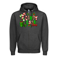 Charcoal Heather Candy Cane Crew Zipper Hoodie - MaliasSmallBusiness