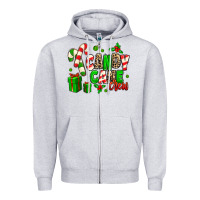 Heather Grey Candy Cane Crew Zipper Hoodie - MaliasSmallBusiness