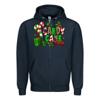 Navy Candy Cane Crew Zipper Hoodie - MaliasSmallBusiness