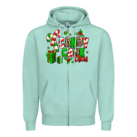 Seafoam Candy Cane Crew Zipper Hoodie - MaliasSmallBusiness