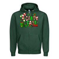 Sports Green Candy Cane Crew Zipper Hoodie - MaliasSmallBusiness