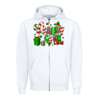 White Candy Cane Crew Zipper Hoodie - MaliasSmallBusiness