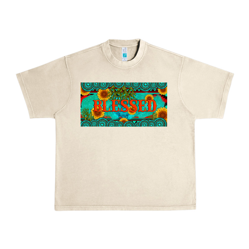 Blessed Turquoise Gemstone Cactus And Sunflower Licanse Plate Urban Heavy Tee by Artiststas | Teevron