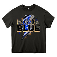 Asphalt back the blue with lightning bolt Heavy Core Tee - Zillion Design Studio