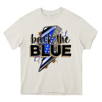 Cream back the blue with lightning bolt Heavy Core Tee - Zillion Design Studio