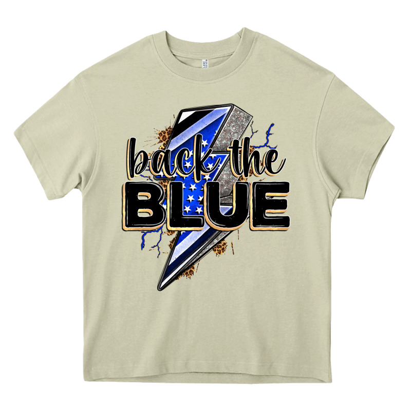 Back The Blue With Lightning Bolt Heavy Core Tee by Zillion Design Studio | Teevron