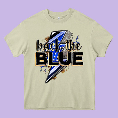 Back The Blue With Lightning Bolt Heavy Core Tee Designed By Zillion Design Studio