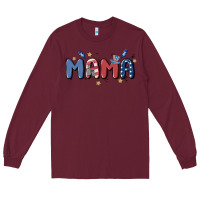 Burgundy 4th july mama Long Sleeve Tee - MaliasSmallBusiness
