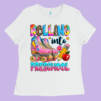 Rolling Into Preschool Grade Ladies Tee Designed By Texasbilliewilder