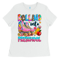 White rolling into preschool grade Ladies Tee - texasbilliewilder