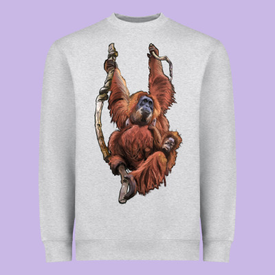 Orangutan And Baby Heavyweight Sweatshirt Designed By Lillyallendesigns