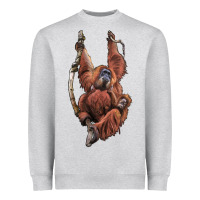 Heather Grey Orangutan And Baby Heavyweight Sweatshirt - LillyAllenDesigns