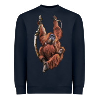 Navy Orangutan And Baby Heavyweight Sweatshirt - LillyAllenDesigns