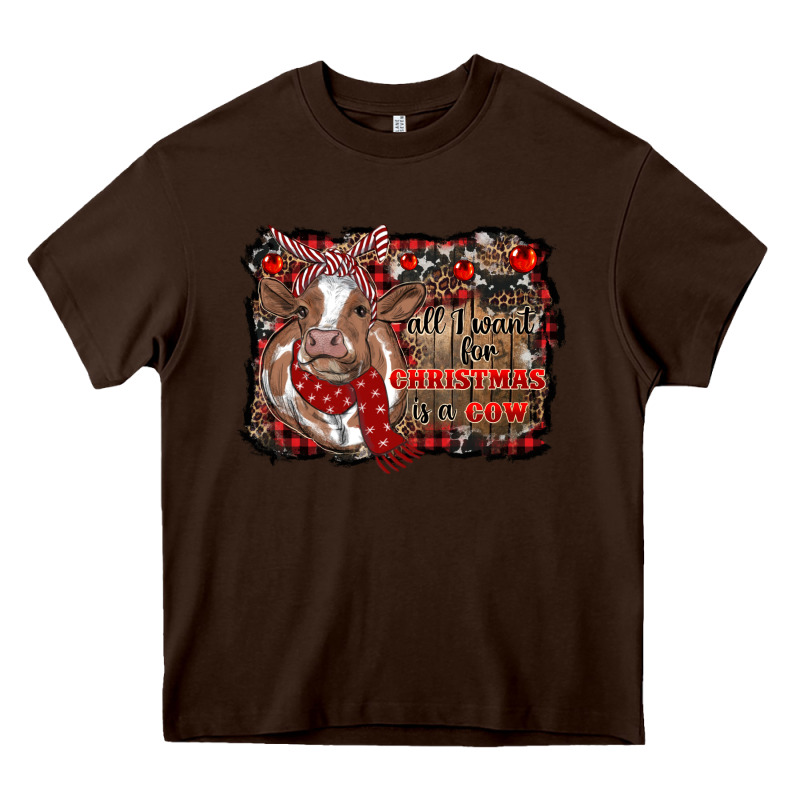 All I Want For Christmas Is A Cow Cowhide Heavy Core Tee by RanaPortraitStore | Teevron