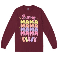 Burgundy bunny mama Long Sleeve Tee - MaliasSmallBusiness