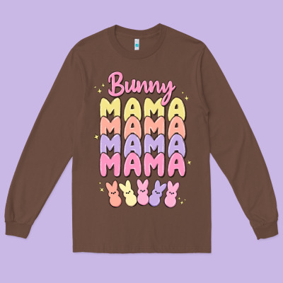 Bunny Mama Long Sleeve Tee Designed By Maliassmallbusiness