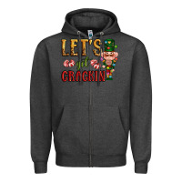 Charcoal Heather Let's get crackin Christmas Zipper Hoodie - NancyCooperArtShop