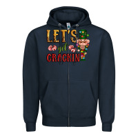 Navy Let's get crackin Christmas Zipper Hoodie - NancyCooperArtShop