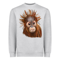 Heather Grey baby orangutan Heavyweight Sweatshirt - LillyAllenDesigns