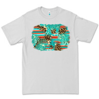Dove Grey leopard turquoise glitter background Premium Tee - AdoDesignShop