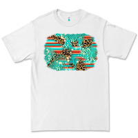White leopard turquoise glitter background Premium Tee - AdoDesignShop
