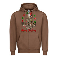 Chestnut Merry Christmas skeleton Zipper Hoodie - NancyCooperArtShop