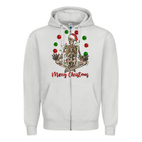 Dove Grey Merry Christmas skeleton Zipper Hoodie - NancyCooperArtShop