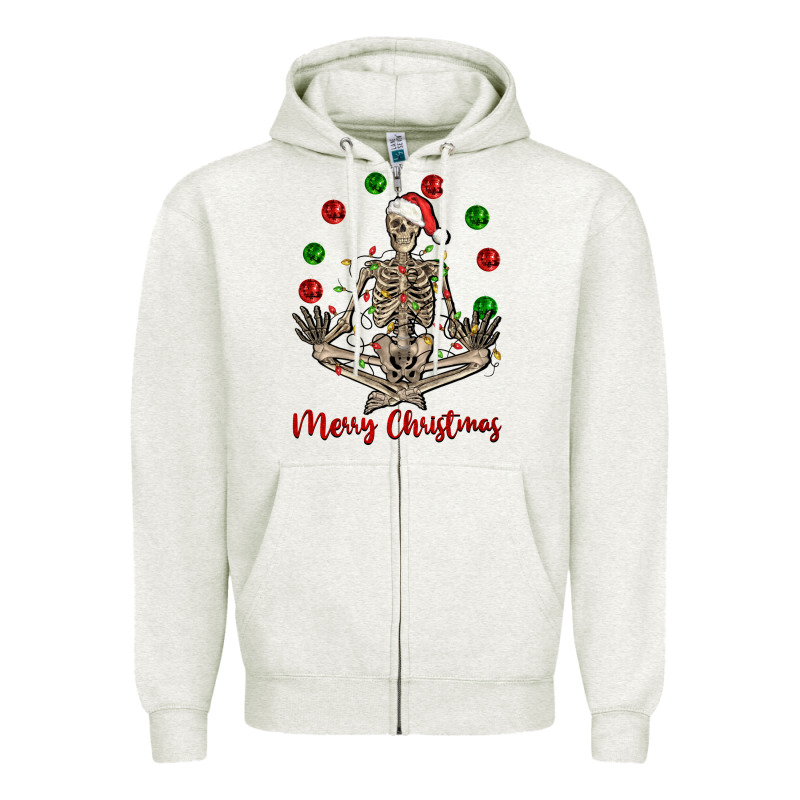 Merry Christmas Skeleton Zipper Hoodie by NancyCooperArtShop | Teevron