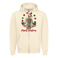 Sandshell Merry Christmas skeleton Zipper Hoodie - NancyCooperArtShop