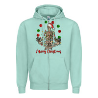 Seafoam Merry Christmas skeleton Zipper Hoodie - NancyCooperArtShop
