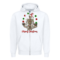White Merry Christmas skeleton Zipper Hoodie - NancyCooperArtShop