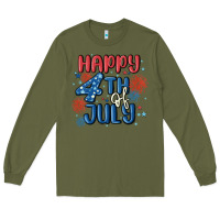 Army Green happy 4th of july Long Sleeve Tee - MaliasSmallBusiness