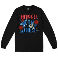 Black happy 4th of july Long Sleeve Tee - MaliasSmallBusiness