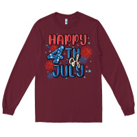 Burgundy happy 4th of july Long Sleeve Tee - MaliasSmallBusiness