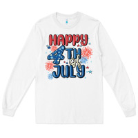 White happy 4th of july Long Sleeve Tee - MaliasSmallBusiness