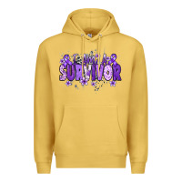 Antique Gold I am a survivor purple ribbon Premium Hoodie - NancyCooperArtShop