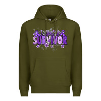 Army Green I am a survivor purple ribbon Premium Hoodie - NancyCooperArtShop
