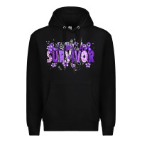 Black I am a survivor purple ribbon Premium Hoodie - NancyCooperArtShop