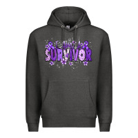 Charcoal Heather I am a survivor purple ribbon Premium Hoodie - NancyCooperArtShop