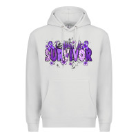 Dove Grey I am a survivor purple ribbon Premium Hoodie - NancyCooperArtShop