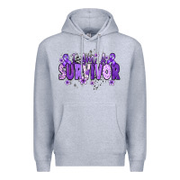 Heather Grey I am a survivor purple ribbon Premium Hoodie - NancyCooperArtShop