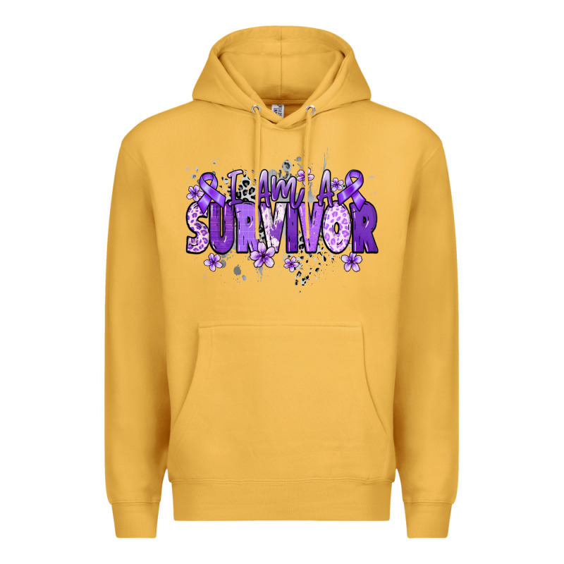 I Am A Survivor Purple Ribbon Premium Hoodie by NancyCooperArtShop | Teevron