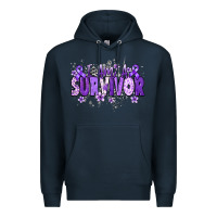 Navy I am a survivor purple ribbon Premium Hoodie - NancyCooperArtShop