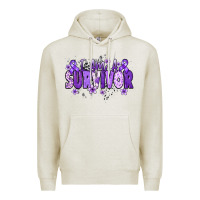 Oatmeal Heather I am a survivor purple ribbon Premium Hoodie - NancyCooperArtShop