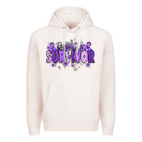 Pale Pink I am a survivor purple ribbon Premium Hoodie - NancyCooperArtShop