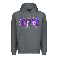 Rock I am a survivor purple ribbon Premium Hoodie - NancyCooperArtShop