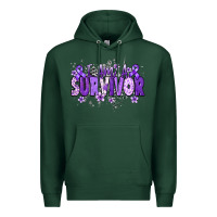 Sports Green I am a survivor purple ribbon Premium Hoodie - NancyCooperArtShop