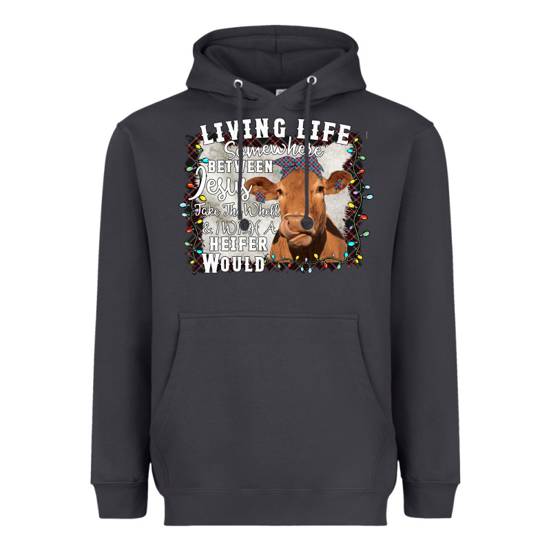 Between Jesus Take The Wheel I Wish A Heifer Would Heavyweight Hoodie by Bettercallsaul | Teevron