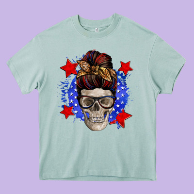 American Mom Skull Heavy Core Tee Designed By Zillion Design Studio